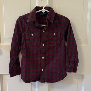 Janie and Jack Red and Charcoal Plaid Button Down Shirt